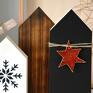 pomysł na prezenty świąteczne 3 domki z ceramiczną - drewniany gwiazda choinka