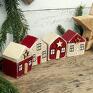 prezenty pod choinkę Zestaw domków do świątecznej dekoracji, bordowo waniliowe - Ręcznie prezent do domu