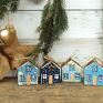 prezent pod choinkę zawieszki zestaw domków do dekoracji. 4 drewniane domki ozdoby świąteczne