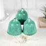 pomysł na prezent pod choinkę 3 Ceramiczne dzwonki ozdoba choinkowa - turkus - dekoracje