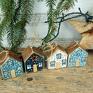 upominki świąteczne ozdoby zestaw domków do dekoracji. 4 drewniane małe domki z drewna