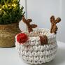 dekoracje świąteczne: złoty koszyk na szydełku