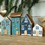 upominek kolorowe zestaw domków do - granat dekoracje świąteczne małe domki dekoracyjne