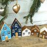 prezent niebieskie zestaw 5 domków do świątecznych ozdoby