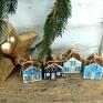 prezent pod choinkę 4 domki - zawieszki do świątecznej dekoracji, małe z drewna drewniane dodatki do domu