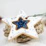pomysł na upominek święta zestaw zawiera 3 ręcznie robione i malowane ceramiczne gwiazdki dekoracje świąteczne ozdoby na choinkę