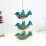 pod choinkę prezent świąteczne w locie wiszące - turkus turkusowe ptaszki ozdoby ceramiczne