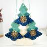 pomysł na prezent dekoracje choinkowe 3 ceramiczne choinki świąteczne - boho turkusowe ozdoby