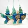 Fingers Art pomysł na prezenty ceramiczna świąteczne - ptaki w locie turkusowe ozdoby