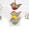 prezent dekoracje świąteczne zestaw zawiera 3 ręcznie robione i malowane ceramiczne ptaszki ozdoby