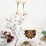 pomysł na święta upominki Ręcznie malowany ceramiczny renifer - choinkowa - robione na choinkę dekoracje świąteczne ozdoby