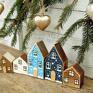 prezent zestaw 5 domków do świątecznych drewniane malowane domki