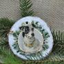 piesek bombka ze starodawnymi portretami ras psów aukcja dotyczy jednej dekoracje świąteczne plaster brzozy decoupage