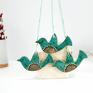 pod choinkę prezent ozdoby świąteczne zestaw zawiera 3 ręcznie robione i malowane ceramiczne turkusowe ptaszki