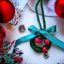 prezenty świąteczne Komplet zawieszek na choinkę 4 szt zielone wianuszki - ozdoby bożenarodzenie rekodzielo