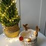 złoty koszyk dekoracje świąteczne beżowe renifer rudolf - kremowy z nitką rudolph