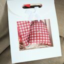 Zawieszka z woreczkiem na kartę podarunkową w kratę, prezent dekoracyjny do domu