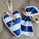 Serce z woreczkiem na kartę podarunkową, styl marynarski, morze, dekoracyjny box prezentowy