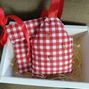 Zawieszka z woreczkiem na kartę podarunkową w kratę, prezent dekoracyjny