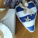 Serce z woreczkiem na kartę podarunkową, styl marynarski, morze, dekoracyjny box