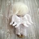 Dekoracja tekstylna aniołek Magdalena (biały) na ścianę - ok. 25 cm