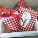 Serce z woreczkiem na kartę podarunkową, czerwone, prezent, dekoracyjny box prezentowy