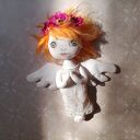 Dekoracja tekstylna Aniołek Ola - ręcznie szyta zawieszka 25 cm