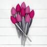 Myk studio tulipany z materiału szaro ciemno różowy bawełniany dekoracje urodzinowe