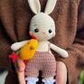 królik dla noworodka dekoracje wielkanocne i kurka - przyjaciele prezent dziecka wiosenna zabawka