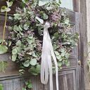 Wianek wielkanocny z eukaliptusa i limonium na drzwi lub stół - ręcznie robiony, ok. 60 cm