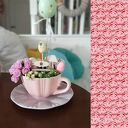 Wielkanocny Mikroświat w Filiżance - Pastelowy Róż i Cottagecore