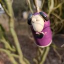 Dzwonek ceramiczny z barankiem wielkanocnym - fioletowa dekoracja handmade