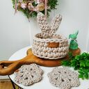 Koszyk wielkanocny zajączek z uszami "The Easter Bunny" (beżowy)