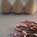 Zestaw 3 beżowych pisanek handmade na szydełku (ok. 7-8 cm)