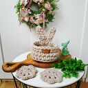 Koszyk wielkanocny zajączek z uszami "The Easter Bunny" (beżowy)