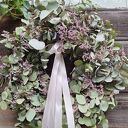 Wianek wielkanocny z eukaliptusa i limonium na drzwi lub stół - ręcznie robiony, ok. 60 cm
