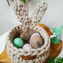 Koszyk wielkanocny zajączek z uszami "The Easter Bunny" (beżowy)