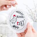 Haftowana - personalizowana ozdoba wielkanocna z kurkami | lniane jajko