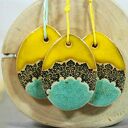 3 Ceramiczne pisanki wielkanocne - ozdoby wiszące