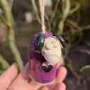 Dzwonek ceramiczny z barankiem wielkanocnym - fioletowa dekoracja handmade