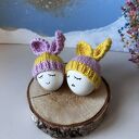 Czapeczki z uszami zająca na jajka wielkanocne - zestaw 2 szt