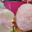 Zestaw świec wielkanocnych - zajac z kokardą I duże jajo