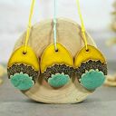 Zestaw 3 ceramicznych pisanek wielkanocnych do zawieszenia