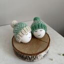Czapeczki na jajka wielkanocne - zestaw 2 szt z owczej wełny (handmade)