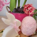 Zestaw świec wielkanocnych - zajac z kokardą I duże jajo