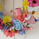 Wiosenny wianek wielkanocny z zającem na drzwi - kolorowa dekoracja handmade