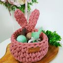 Koszyczek wielkanocny, zajączek wielkanocny z uszkami z sznurka bawełnianego
