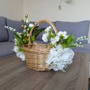 Koszyk wielkanocny na święconkę - wiklinowy rozmiar M z ozdobą kwiatową