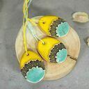 Zestaw 3 ceramicznych pisanek wielkanocnych do zawieszenia
