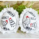 Kurki Wielkanocne - Personalizowana Zawieszka z Jajkiem i Koronką do Koszyczka